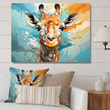 Giraffe Elegant Geometric - Giraffe Large Canvas Wall Art